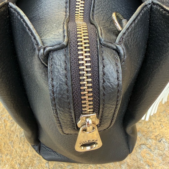 GUESS 1981 Black Faux Leather Tote Satchel Bag - Picture 5 of 5